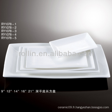 Plaque plate rectangulaire spéciale en porcelaine blanche